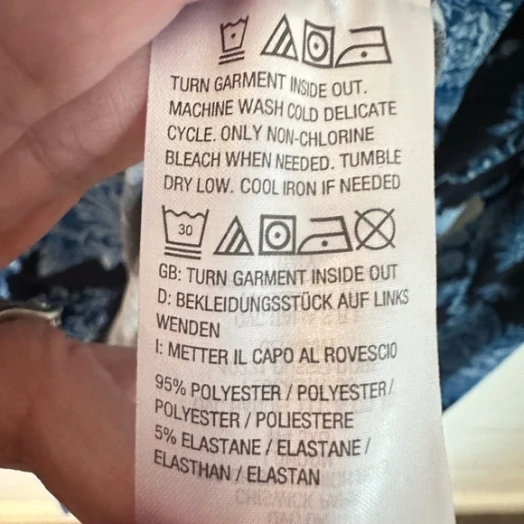 JASON WU L Jersey knit tie navy floral stretch shabby chic business casual top - Picture 6 of 12